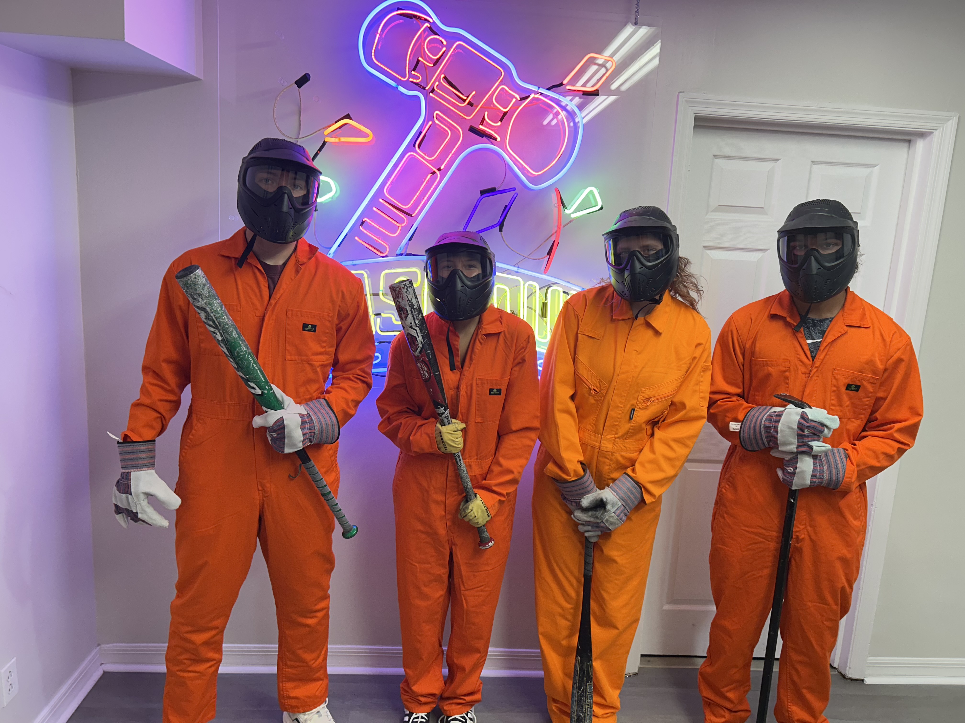 Crash Out customers suited up and ready to smash